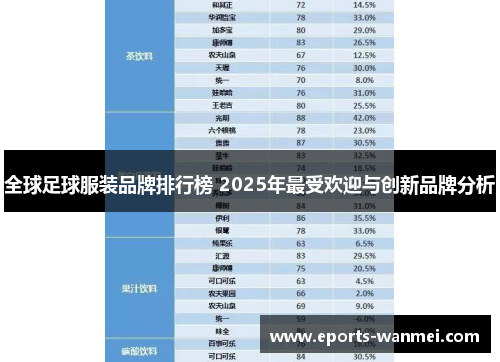 全球足球服装品牌排行榜 2025年最受欢迎与创新品牌分析